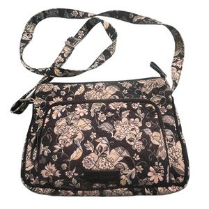 Floral Black and Cream Crossbody Bag